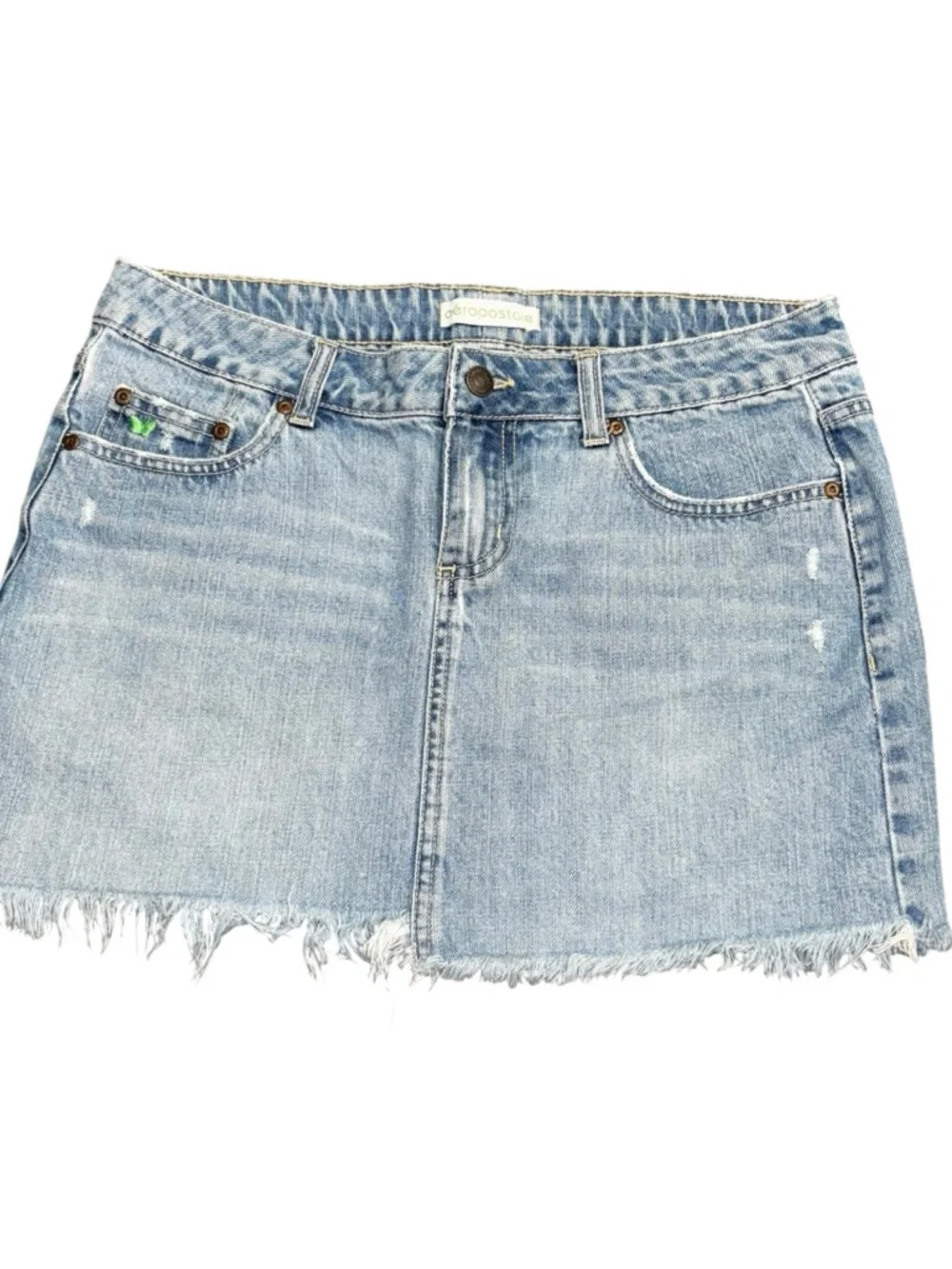 Aeropostale Light Wash Denim Mini Skirt with Frayed Hem, sz 5/6